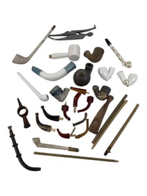 Large Assortment of Vintage Pipe Parts Bowls, Stems & Accessories