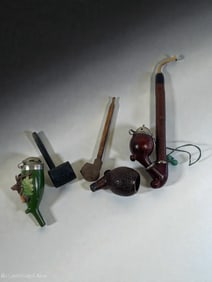 Set of 4 Small Vintage Pipes ? Clay, Briar & Wood
