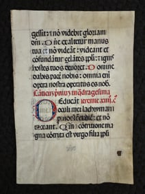Medieval Manuscript Vellum Leaf ? Latin Text in Red & Black Ink
