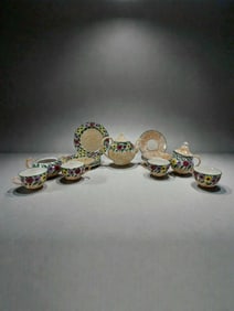 Hand-Painted Porcelain Tea Set ? Floral Pattern, 10 Pieces
