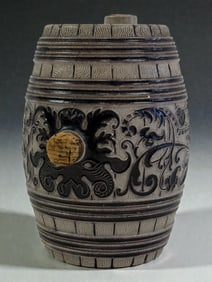 Antique Salt-Glazed Stoneware Keg ? Relief Decoration