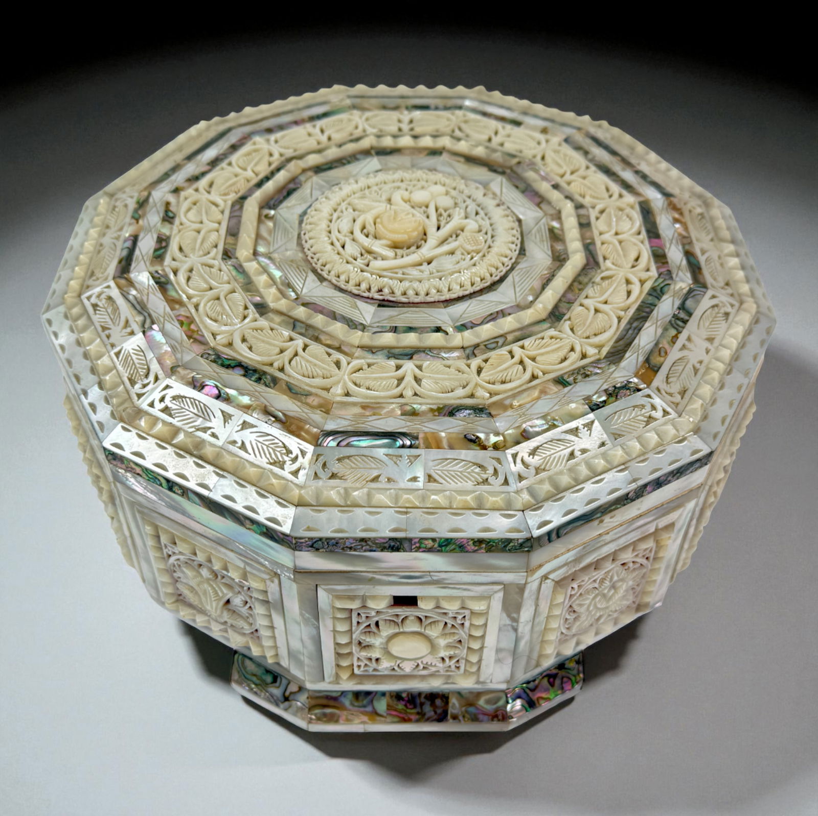 Large Inlaid Mother-of-Pearl Octagonal Box (1 of 10)