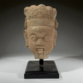 Ancient Chinese SANDSTONE HEAD Guardian
