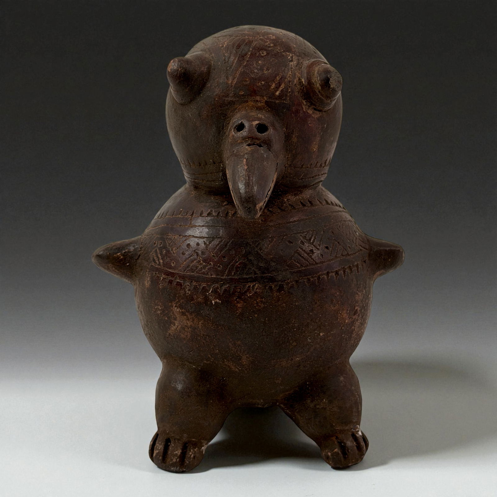Pre Columbian Terrcaotta Blackware Bird Effigy Figure (1 of 7)