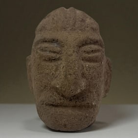 Pre-Columbian Stone Head with Crown