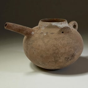 Ancient Syria or Mesopotamia Spouted Incised Pot