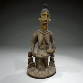 West African Mother and Child Seated Figure