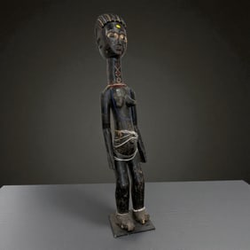 African Standing Female Figure with Beaded Adornments