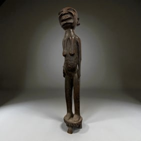 African Tall Carved Figure on Tripod Base