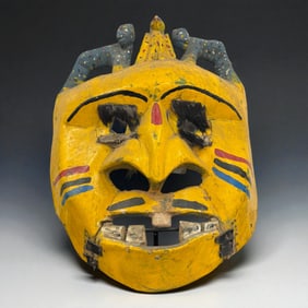 African Huge Polychrome Mask with Figures