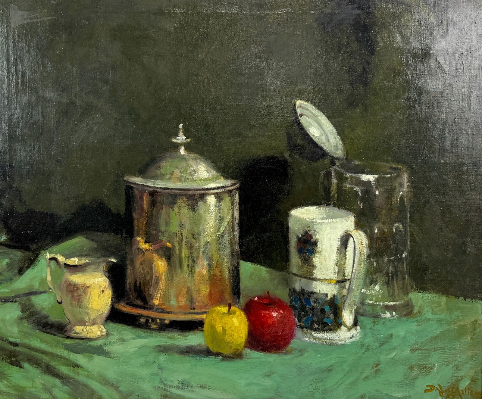 Ralph Davison Miller  Still Life with Silver Urn, Apples & Ceramic Mug (1 of 9)