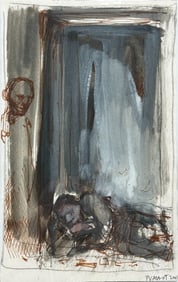 Signed Mixed Media Figurative Artwork PVanot, 2001