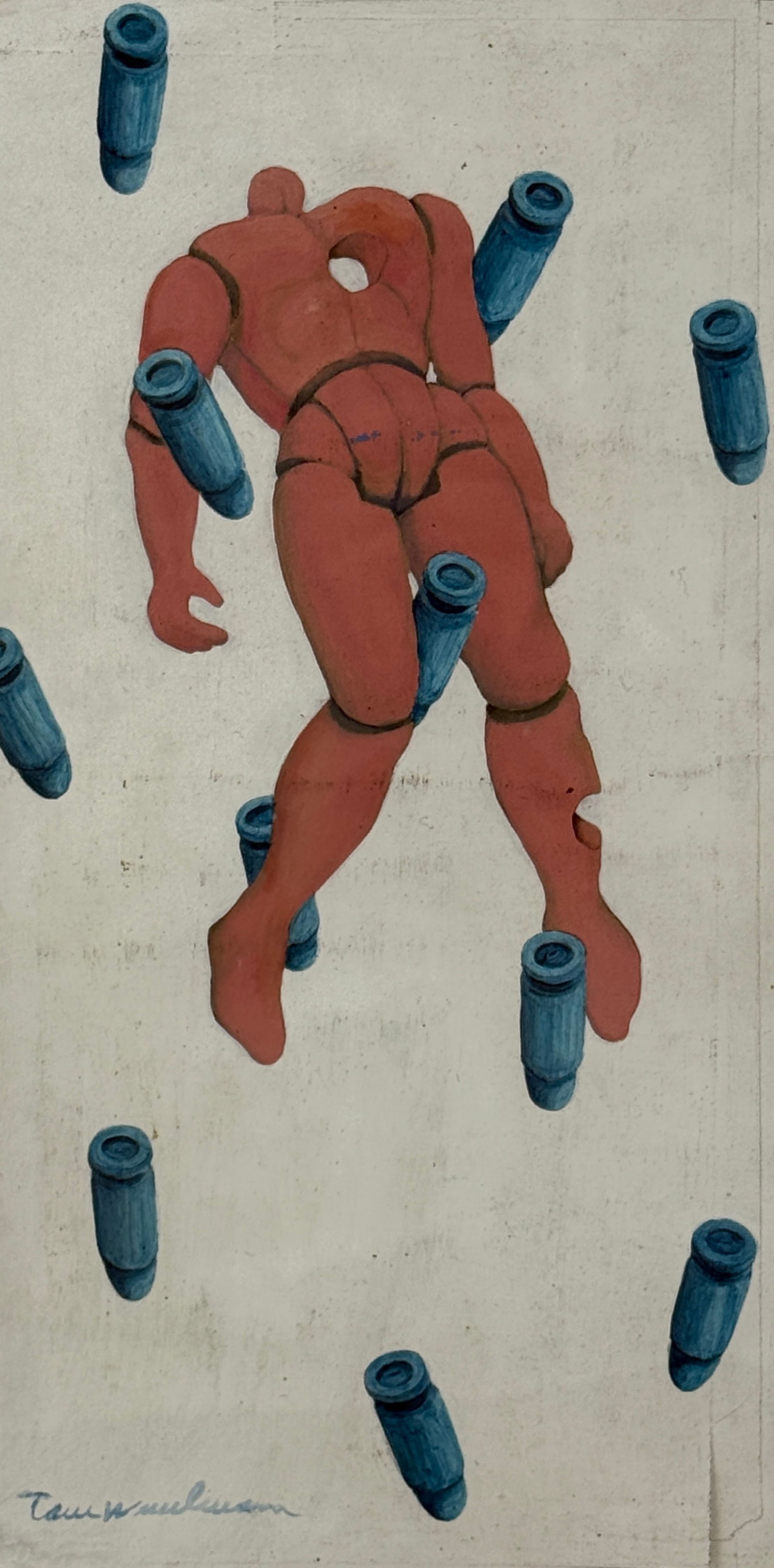 Attributed TOM WESSELMANN Liquitex and graphite on paper: Thomas K. Wesselmann was an American artist associated with the pop art movement who worked in painting, collage and sculpture. Size is 14" x 21"