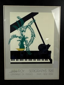 Jan Roy 1981 Piano & Cat Serigraph