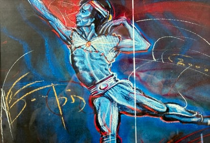 Vintage Expressive Figure Art Pastel