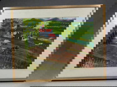 Leo Rios Signed Farm Landscape, 1967