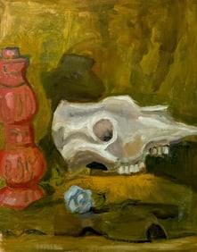 Still Life with Skull and Vase Painting