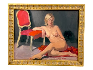 Seated Nude with Chair Oil on canvas by Ann Burke