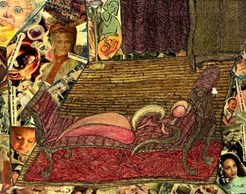 Mixed Media Collage Interior Scene by Paul M. Martin