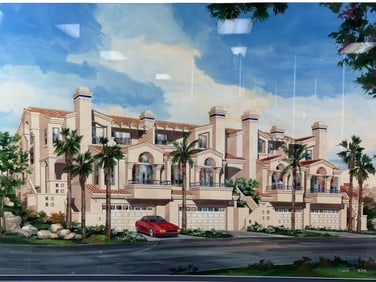 Sook Kim Architectural Townhouse Rendering Painting