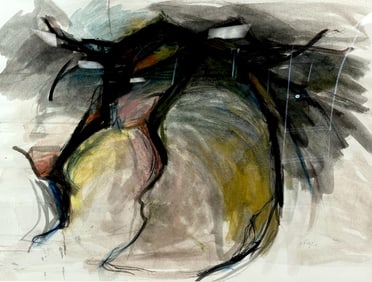 Abstract Expressionist Horse Study Signed Fiazi