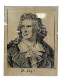 Antique German writer Friedrich Schiller Engraving