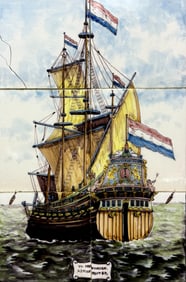 Antique Delt 6-Tile Hand-Painted Tableaux