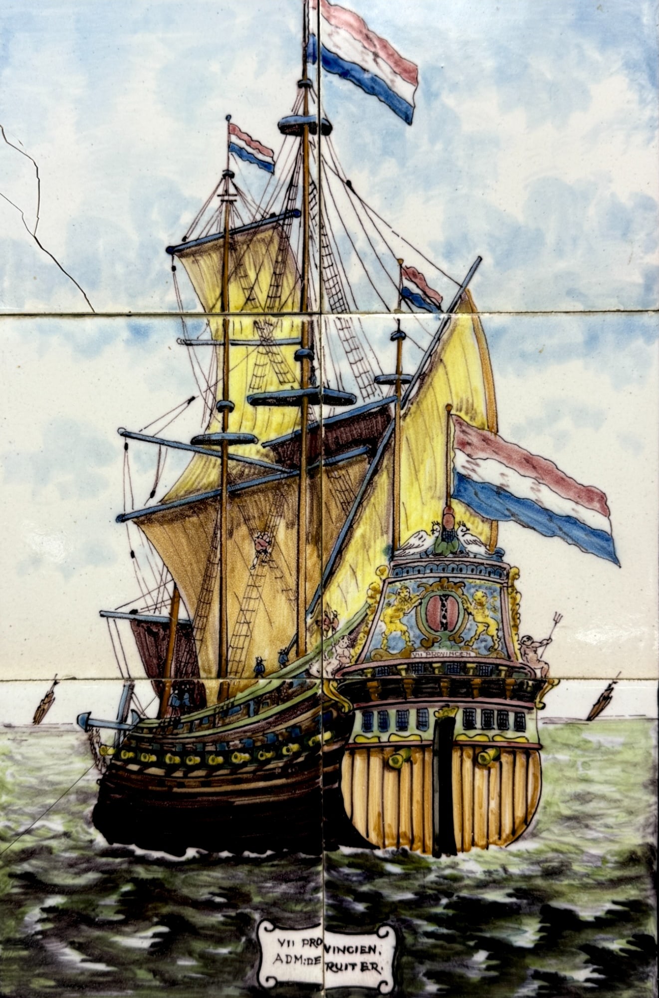 Antique Delt 6-Tile Hand-Painted Tableaux (1 of 5)