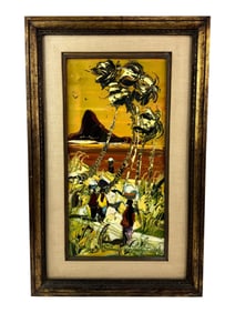 Paul Blaine Henrie Landscape with Fishermen Oil on Canvas Painting