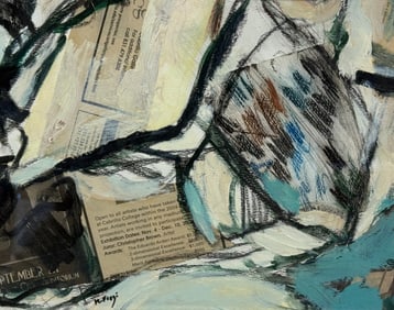 Abstract Painting Signed Mid Century