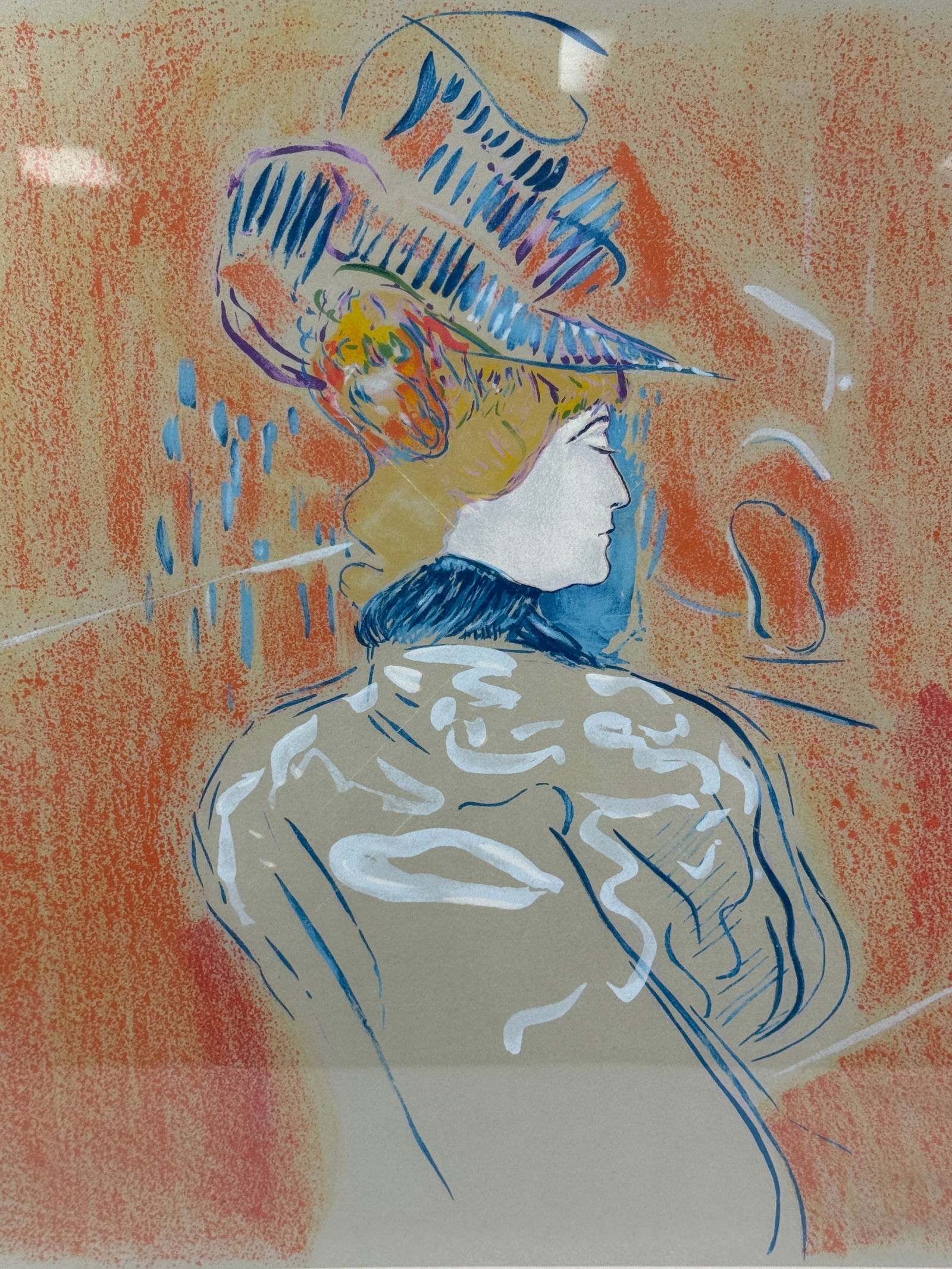 Toulouse-Lautrec Lithograph: Toulouse-Lautrec Lithograph. Size is 25" x 26"