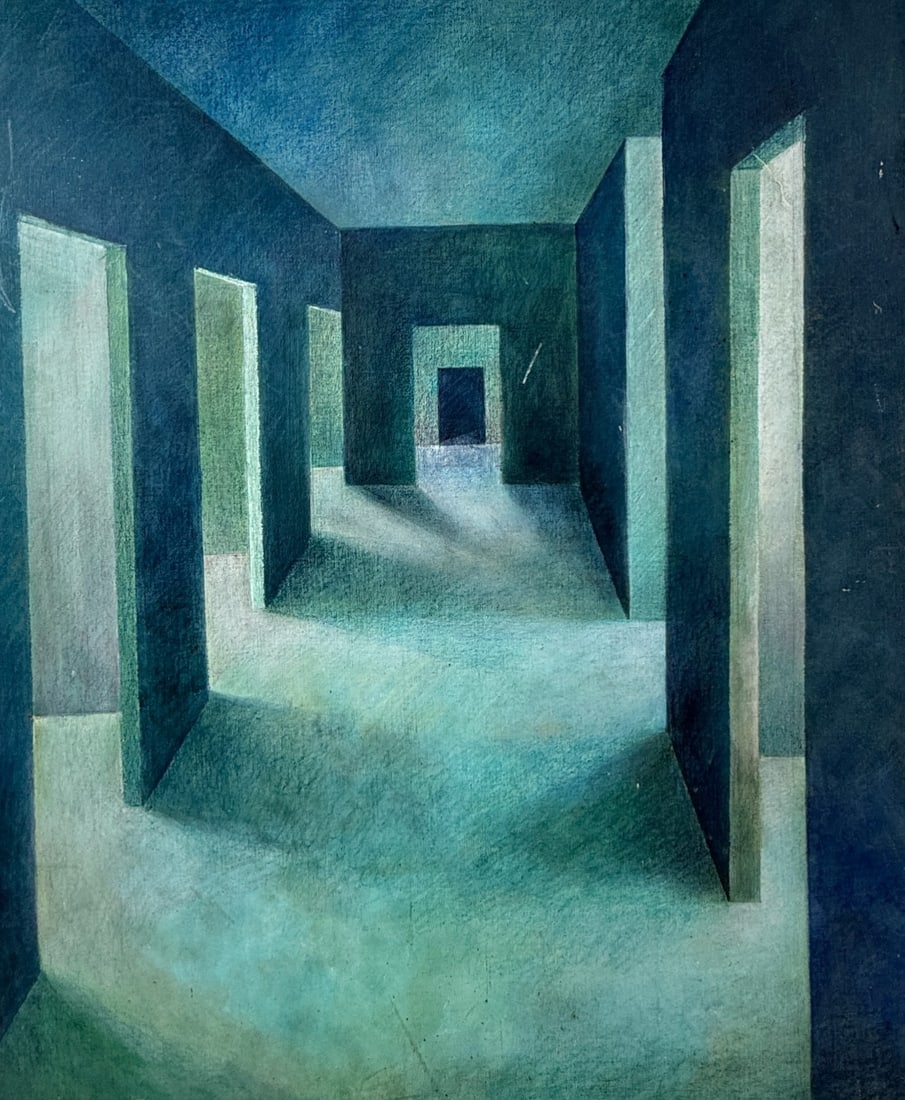 Abstract Corridor Painting Singed Verso Helen Redmond (1 of 6)