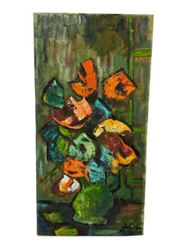 Vintage Mid Century Standing Figure Painting Signed