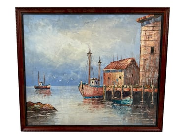 Oil Painting on Canvas Sea Boat