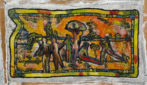 Acrylic and Oil painting on Wood Panel Signed Clifford K.Luge