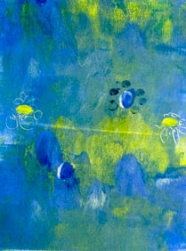 Vintage Original Abstract Painting on Paper Signed and dated