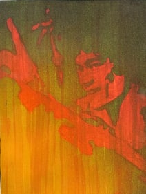 Vintage Bruce Lee Painting on Canvas Signed