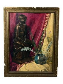 Mid Century Oil Painting on Canvas Signed