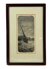 Antique Etching Board Scene