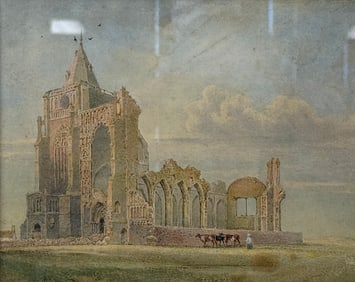 Antique Painting on Paper on Verso Signed