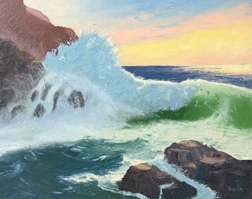 Mid Century Oil Painting on Canvas Californian Artist Sailor