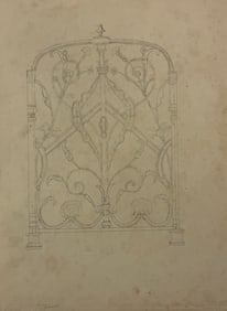 Architectural Interior Design Painting Signed