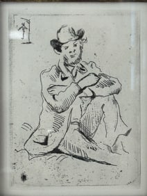 Paul CEZANNE (1839-1906) Etching "Guillaumin au Pendu", 1873
