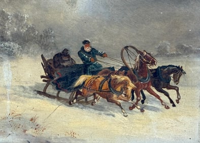 Antique Oil Painting on Canvas Russian Style