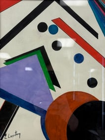 El Lissitzky Painting on Paper Signed Russian Artist