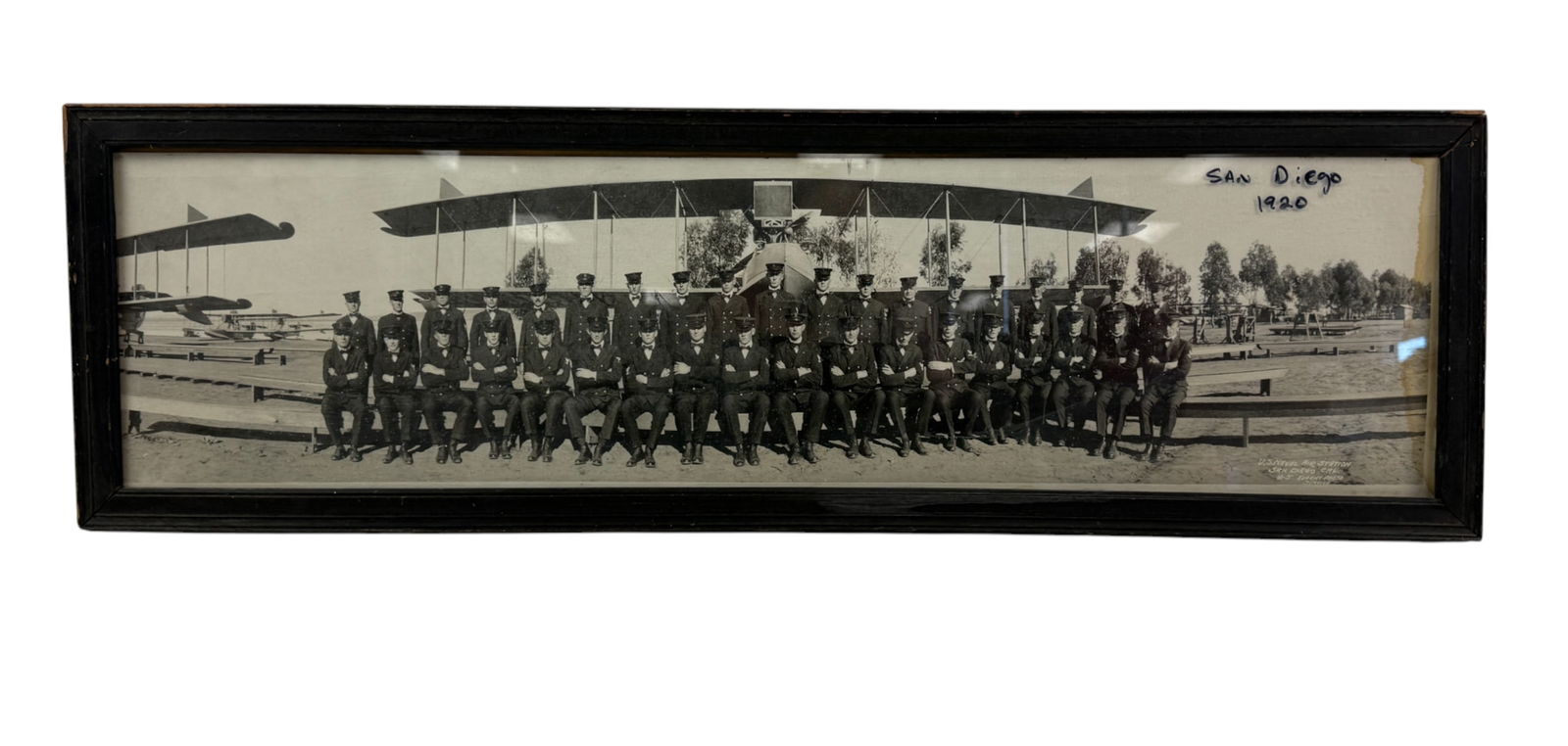Vintage framed panoramic photograph of a "Mounted Field Artillery" unit from 1925 Military (1 of 5)