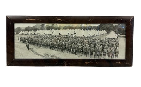 Vintage framed panoramic photograph of  Military