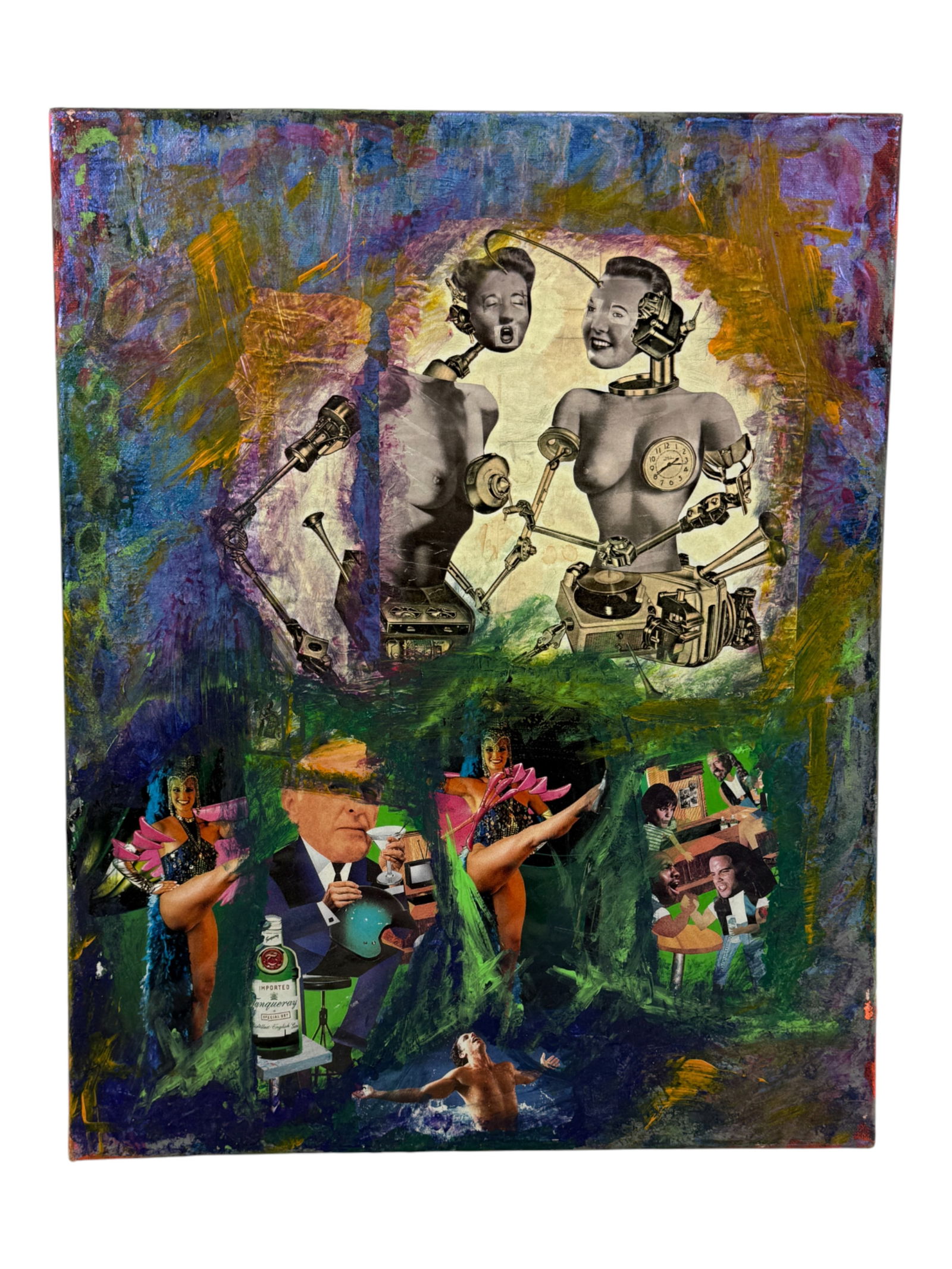 Vintage Collage Painting: Vintage Collage Painting. Size is 16" x 20"