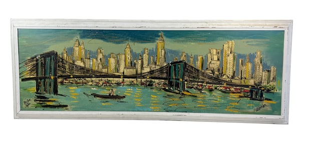 Oil Painting on Board Signed Mid Century