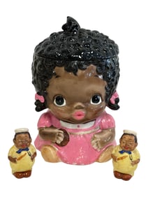Black Americana Cookie Jar & Miniature Figures